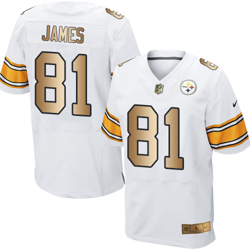 Nike Steelers #81 Jesse James White Men's Stitched NFL Elite Gold Jersey